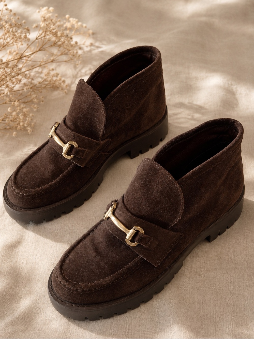 Steve Madden Leon Horsebit Lug Sole Suede Ankle Boots Size 10